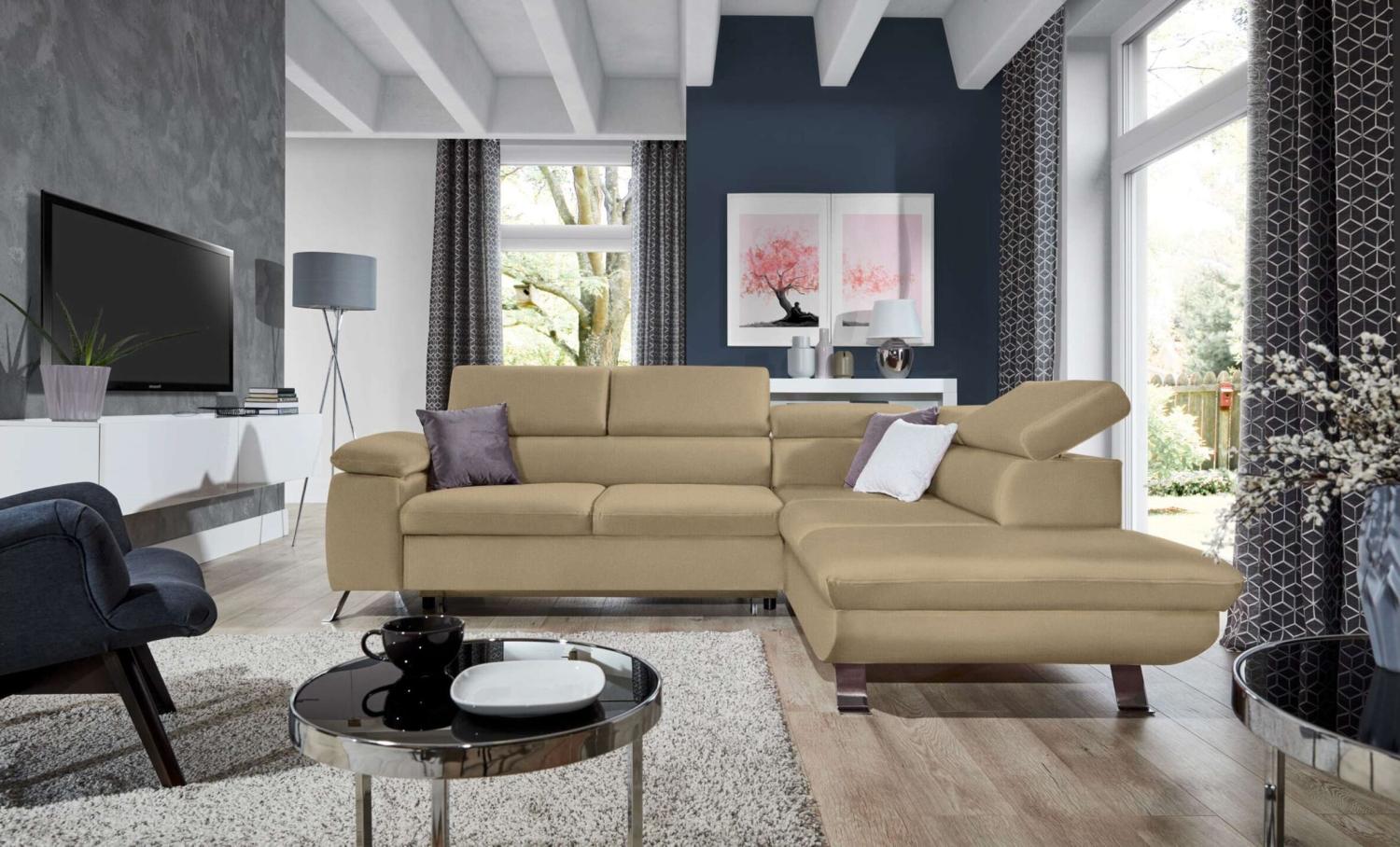 Stylefy Tiara Ecksofa Strukturstoff INARI Latte Rechts Bild 1
