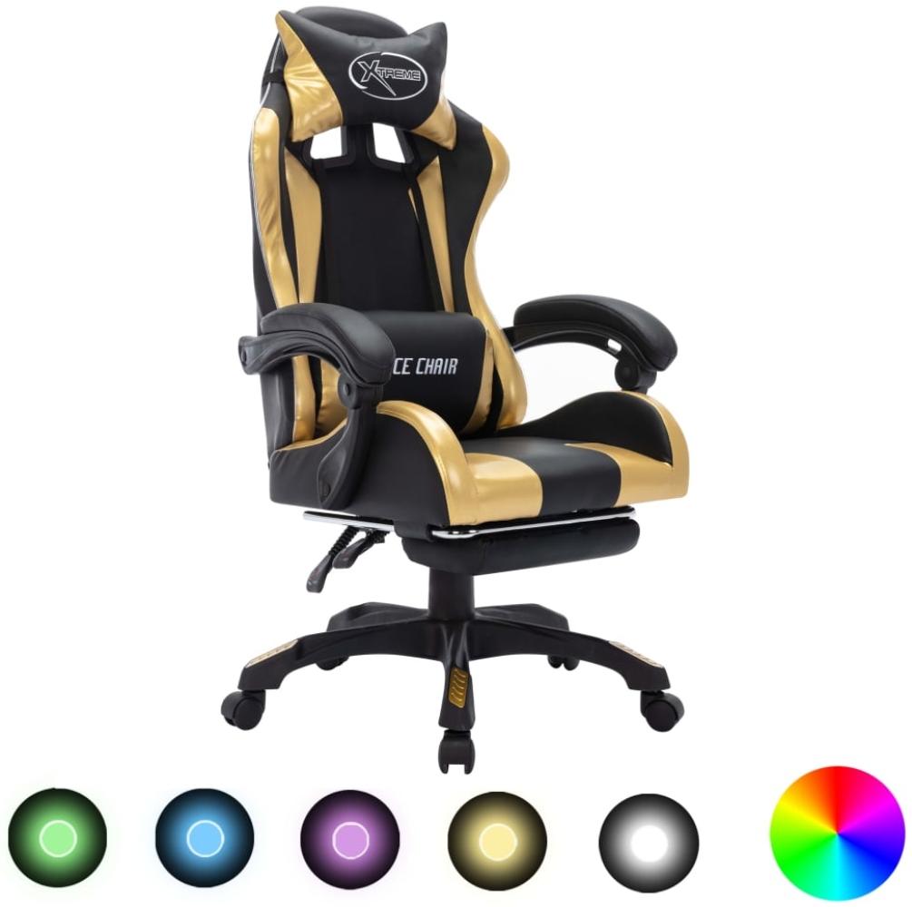 vidaXL Gaming-Stuhl mit RGB LED-Leuchten Gold und Schwarz Kunstleder 288008 Bild 1