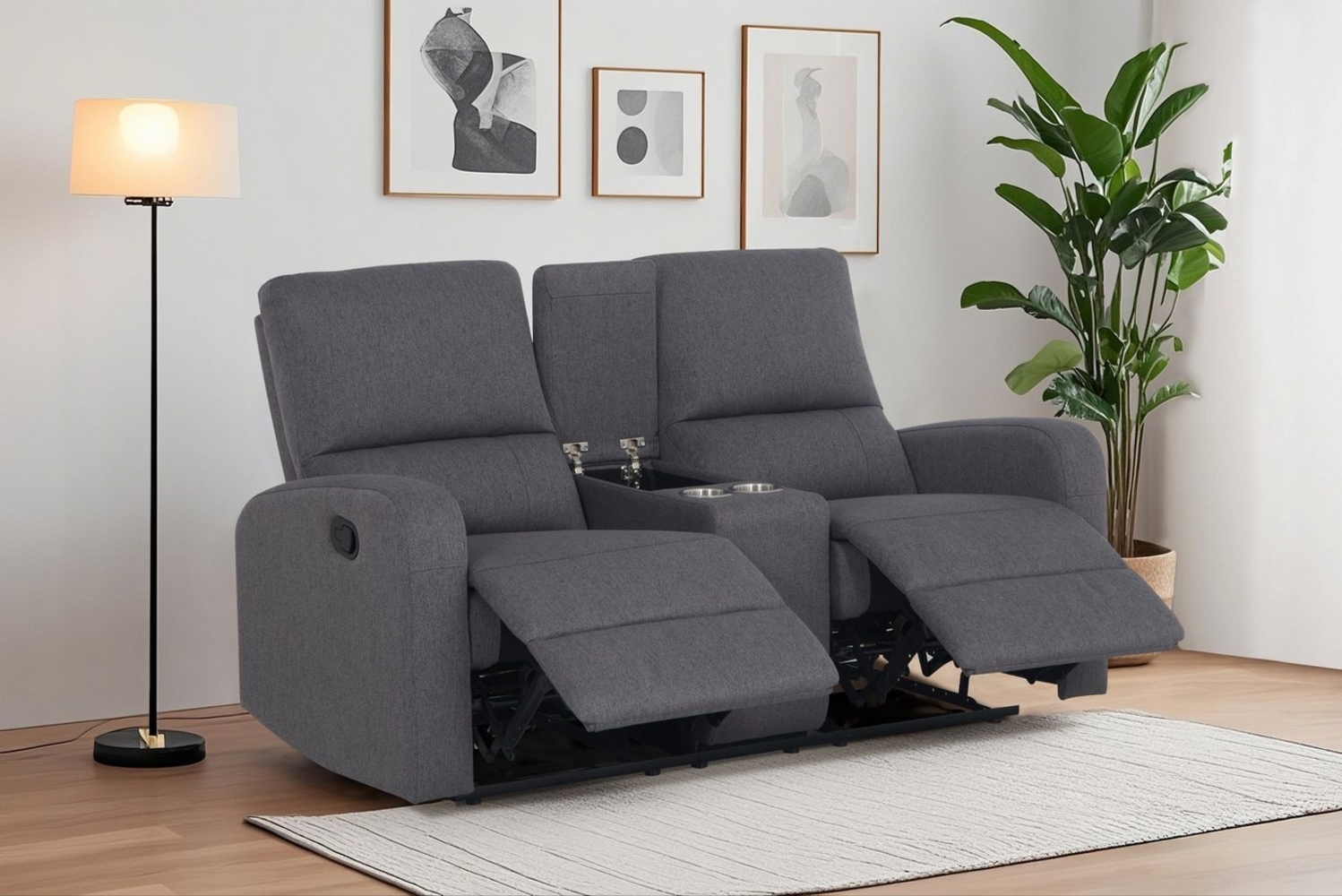 Home affaire 2-Sitzer TOURNAY, 2er-Kinosofa, Liegesofa, TV-Sessel, Multimedia-Sofa, mit manueller Relaxfunktion, Getränkehalter, Staufach Bild 1