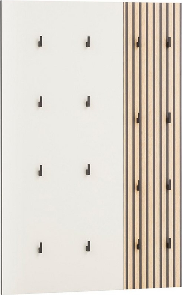 Lomadox Garderobenpaneel ALTAMURA-80, erweiterbare Garderobe Kleiderhaken modern beige Eiche Natur Bild 1