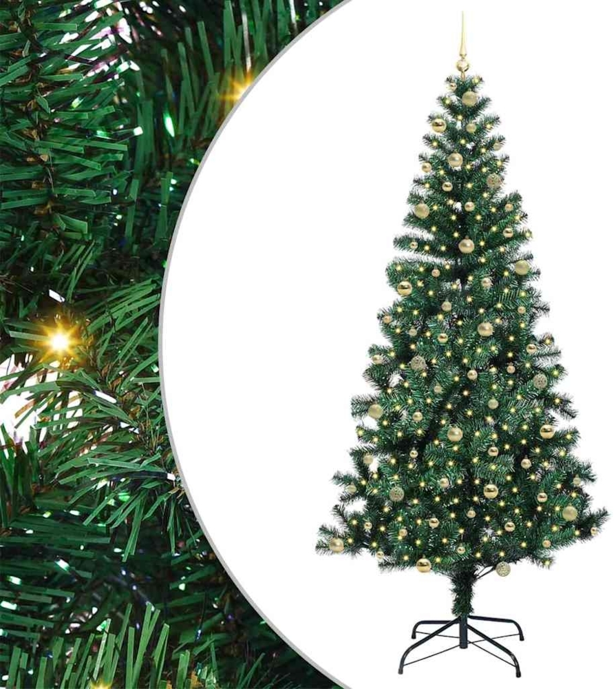 vidaXL Künstlicher vorbeleuchteter Weihnachtsbaum Grün 240 cm 3396792 Bild 1