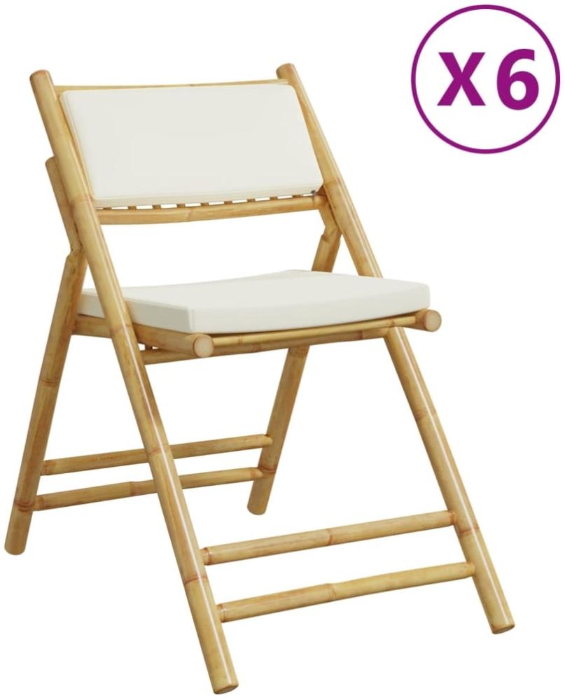 vidaXL Bistrostühle 6 Stk. Klappbar mit Cremeweißen Kissen Bambus 3208924 Bild 1