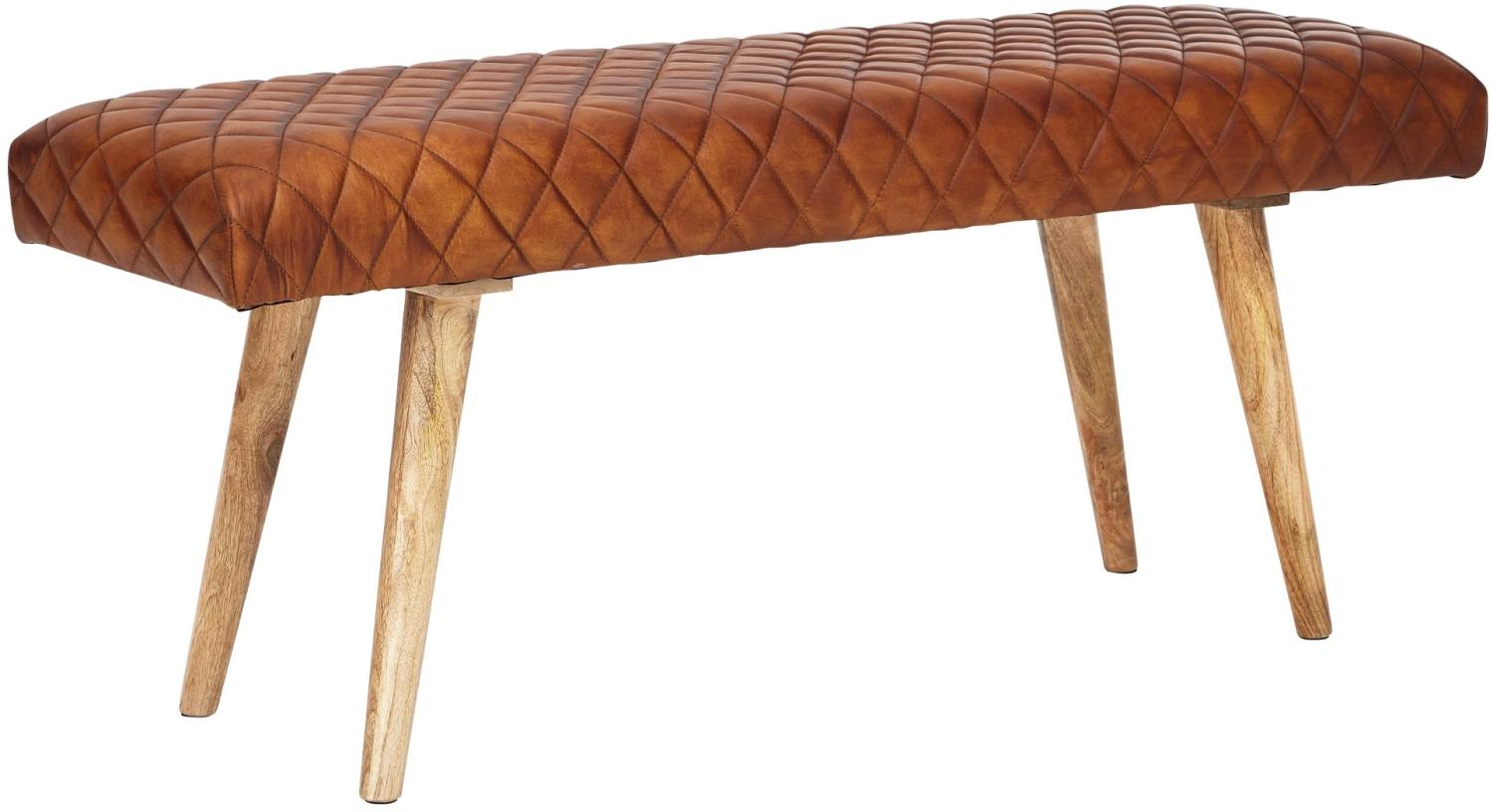 Kadima Design Springbock-Lederbank, Elegante Sitzbank aus Massivholz und hochwertigem Echtleder. 115x38x53 cm Bild 1