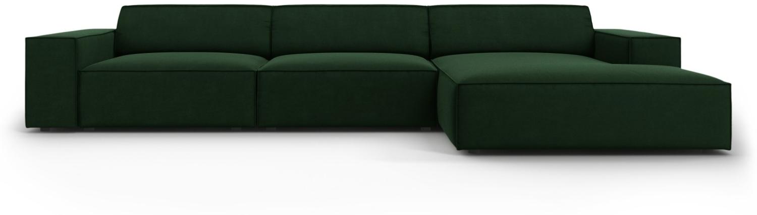 Micadoni 4-Sitzer Samtstoff Ecke rechts Sofa Jodie | Bezug Bottle Green | Beinfarbe Black Plastic Bild 1