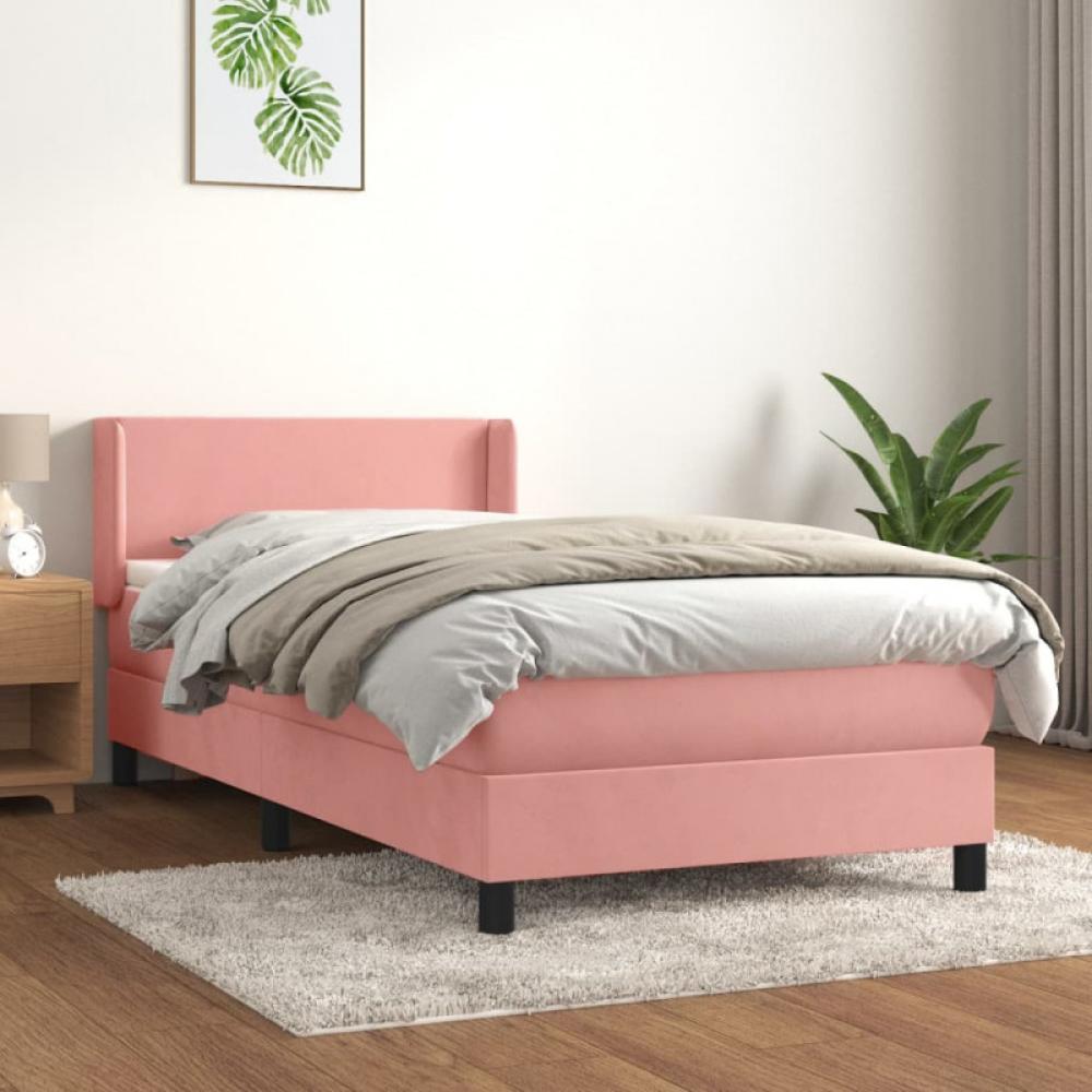 vidaXL Boxspringbett mit Matratze Rosa 90x190 cm Samt 3130816 Bild 1