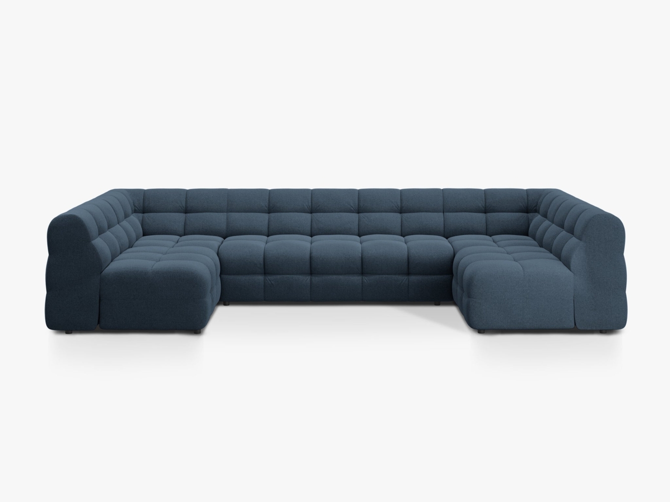 Micadoni Panorama-Sofa Kendal 7-Sitzer Strukturierter Stoff Marineblau Bild 1