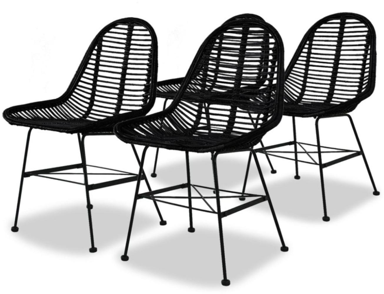 vidaXL Esszimmerstühle 4 Stk. Natur Rattan Schwarz 244572 Bild 1