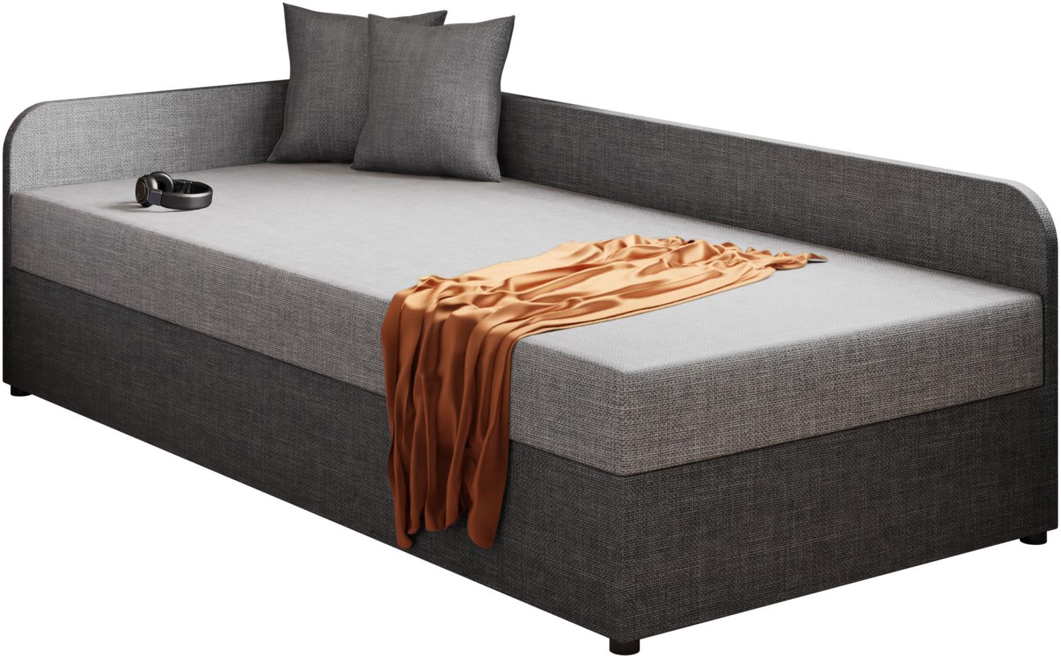 Mirjan24 Boxspringbett 'Kodawi' Grau/Hellgrau 90 x 200 cm links Bild 1