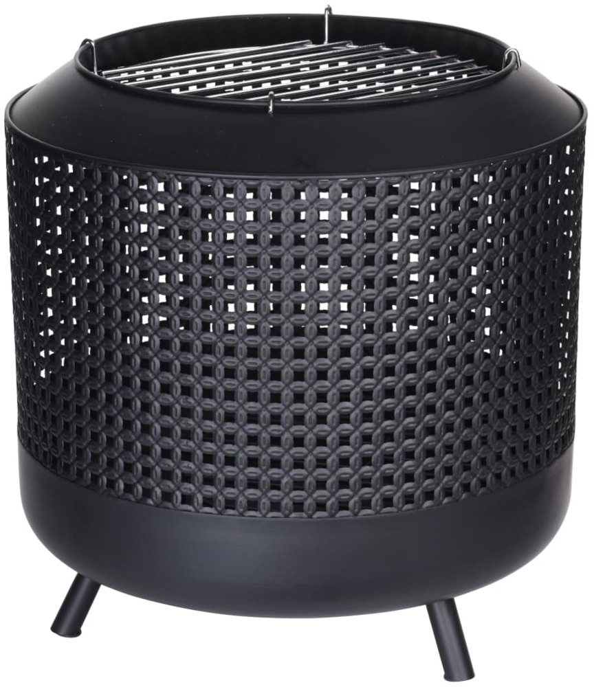 ProGarden Feuerkorb mit Grillrost 50x51 cm Schwarz 436291 Bild 1