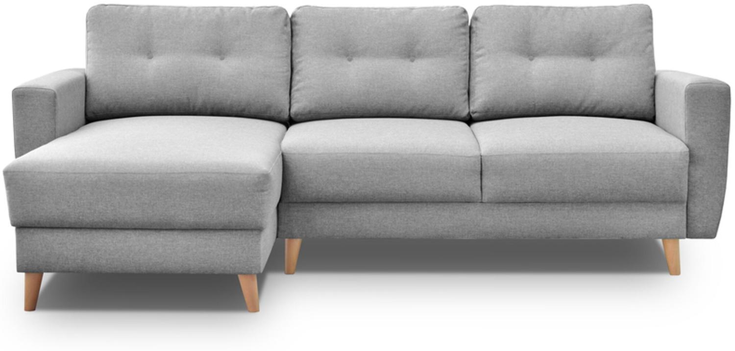 Stylefy Frampol Ecksofa Velours Blau Links Bild 1