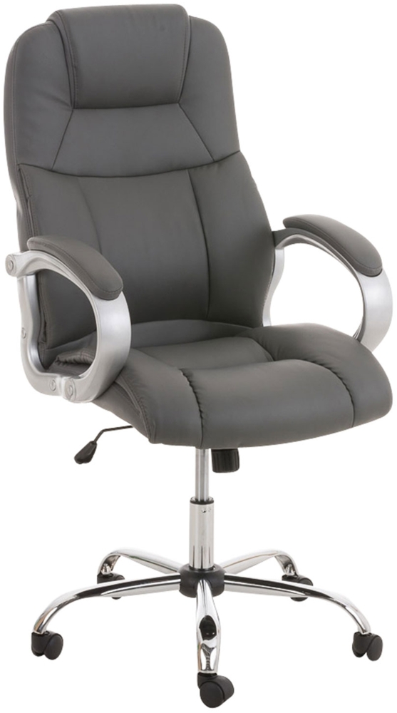 DELUKE® Bürostuhl SYDNEY - 113 x 66 x 70, Grau Kunstleder Metall Gestell ergonomische Bürostühle Homeoffice Stuhl mit Rollen Bild 1