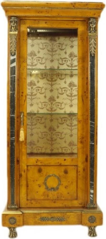 Casa Padrino Empire Vitrine Vogelaugenahorn 180 x 80 cm - Handgefertigt aus Massivholz - Barock Vitrinenschrank Bild 1