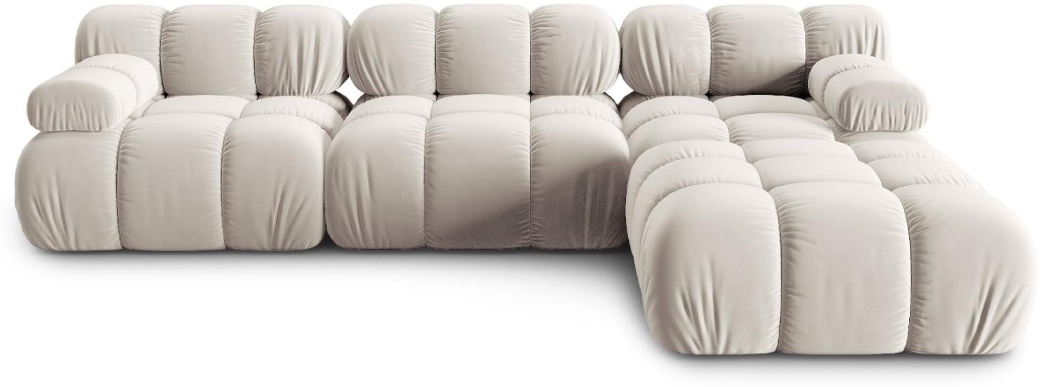 Micadoni Modulares Sofa Bellis 4-Sitzer mit flachem Modul Samtstoff Hellbeige Bild 1