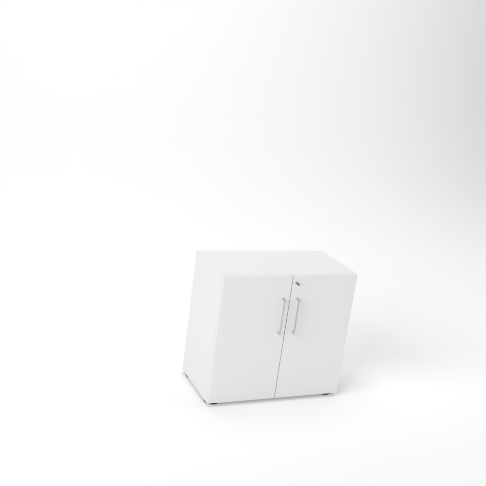 Rheinland Möbel Flügeltürenschrank Cabino 80×42×75 cm – abschließbarer Aktenschrank 2OH in Grau mit 110° Drehtüren & Metallgriff Bild 1