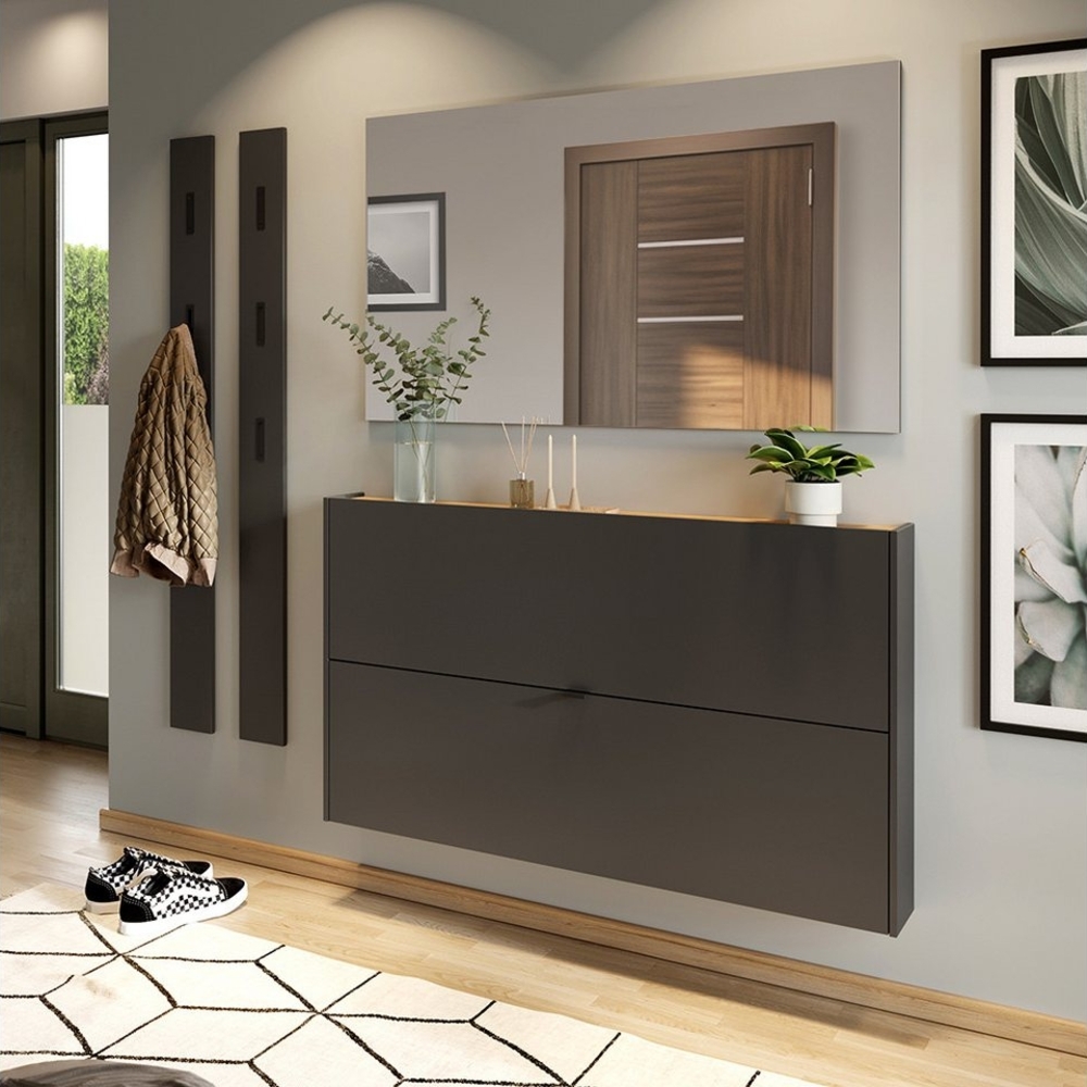 Lomadox Garderoben-Set ABERDEEN-01, (Spar-Set, 4-St), in grau mit Eiche, ideal für schmale Flure Bild 1