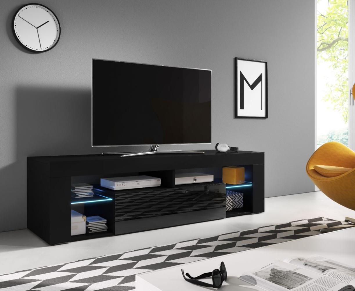 TV-Lowboard Mount Hochglanz schwarz 160 cm Bild 1