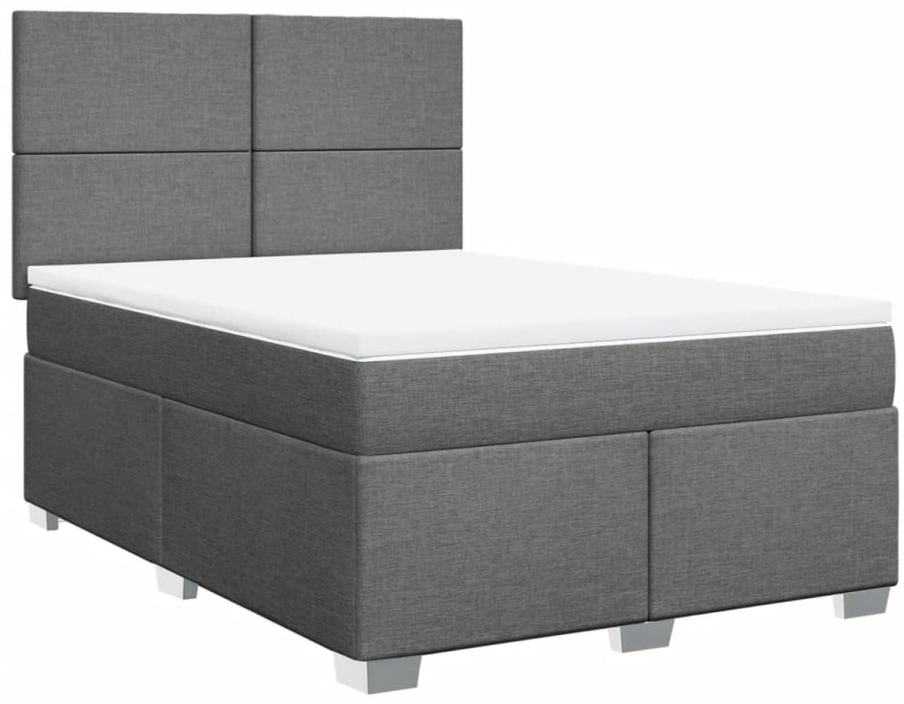 vidaXL Boxspringbett mit Matratze Dunkelgrau 140x190 cm Stoff 3290477 Bild 1