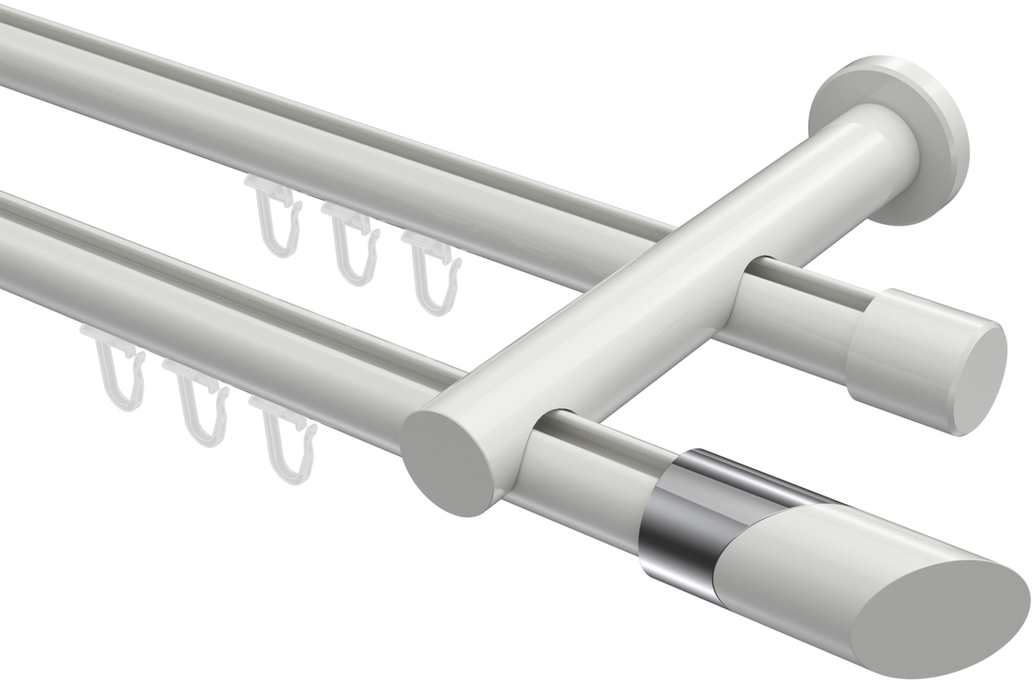 Innenlauf-Gardinenstangen-Set Platon Verano 100 cm, 2-läufig, 20 mm Ø Weiß Bild 1