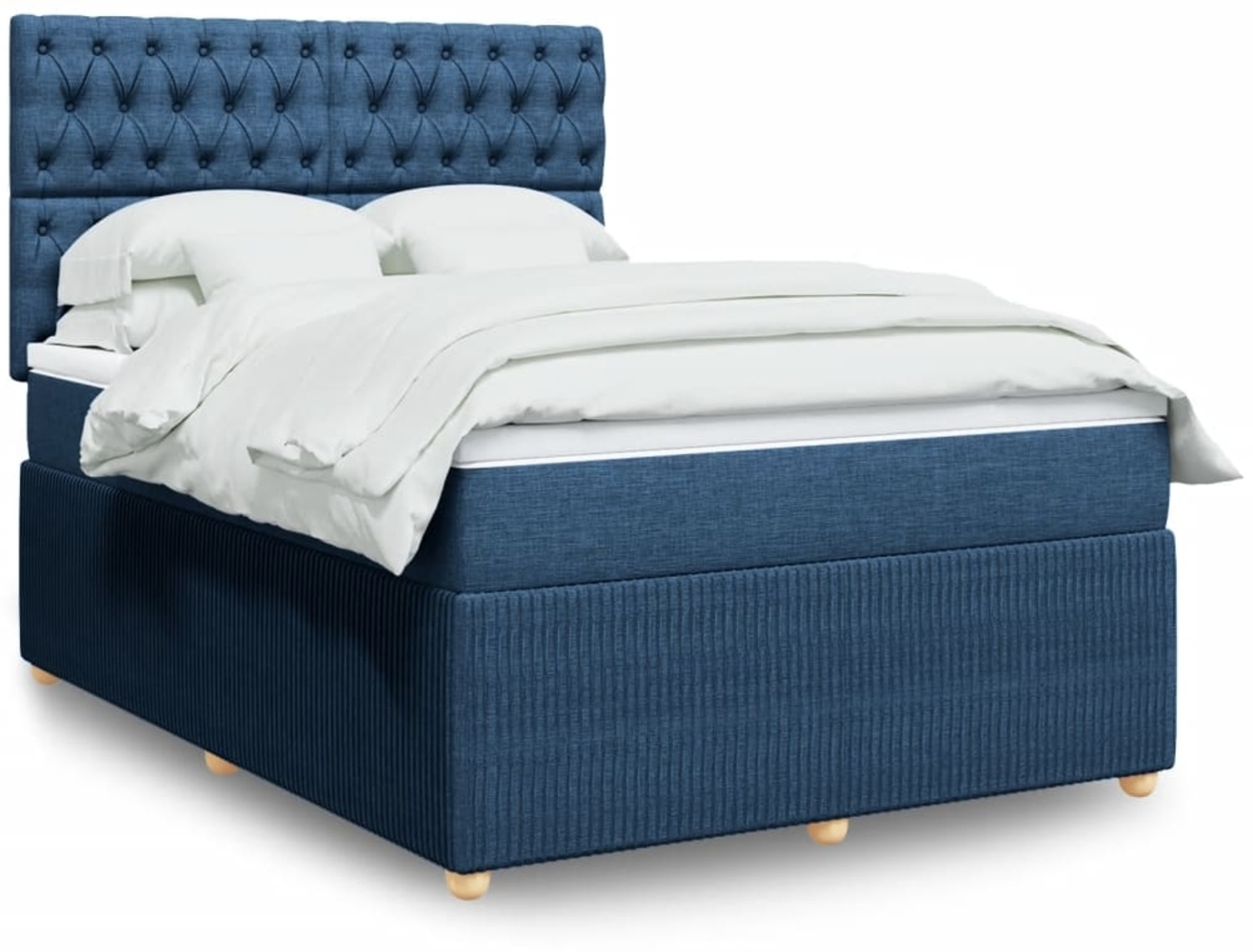 vidaXL Boxspringbett mit Matratze Blau 160x200 cm Stoff 3292120 Bild 1