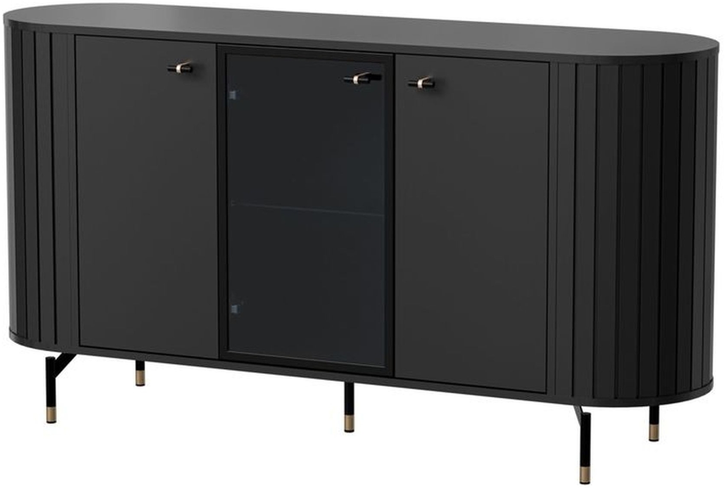 Selsey 'Zante' Sideboard 3-türig mit Glastür, schwarz, ca. 81 x 150 x 40 cm Bild 1