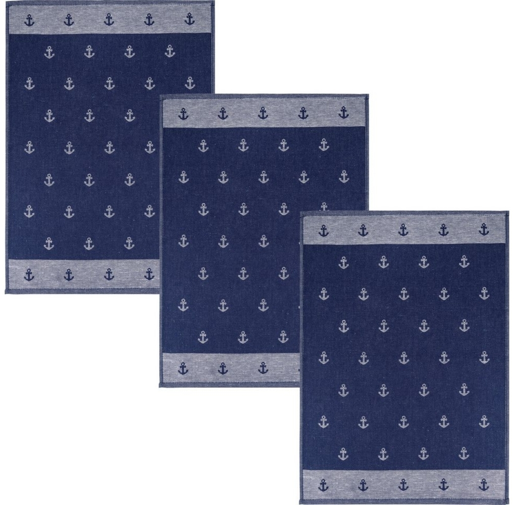 Kracht Geschirrtuch Geschirrtuch "Anker" 3er-Pack, Halbleinen Motiv Bild 1