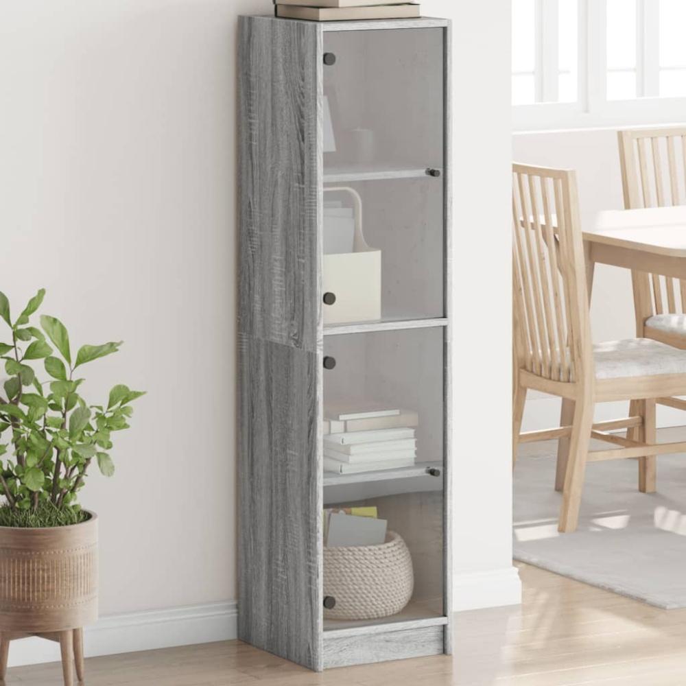 vidaXL Highboard mit Glastüren Grau Sonoma 35x37x142 cm 836439 Bild 1