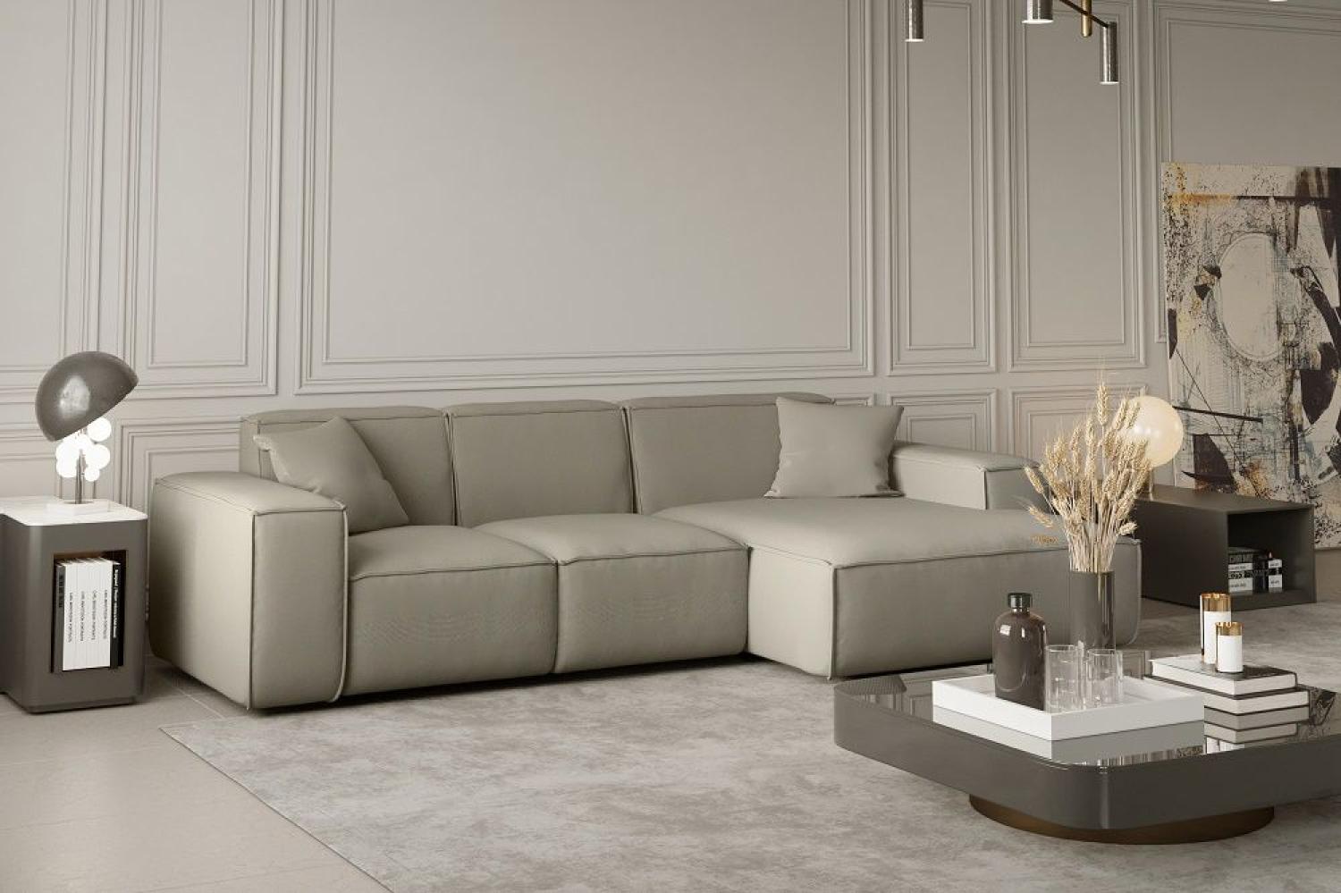 Ecksofa Designersofa CELES in Stoff Opera Velvet Creme Ottomane Rechts Bild 1