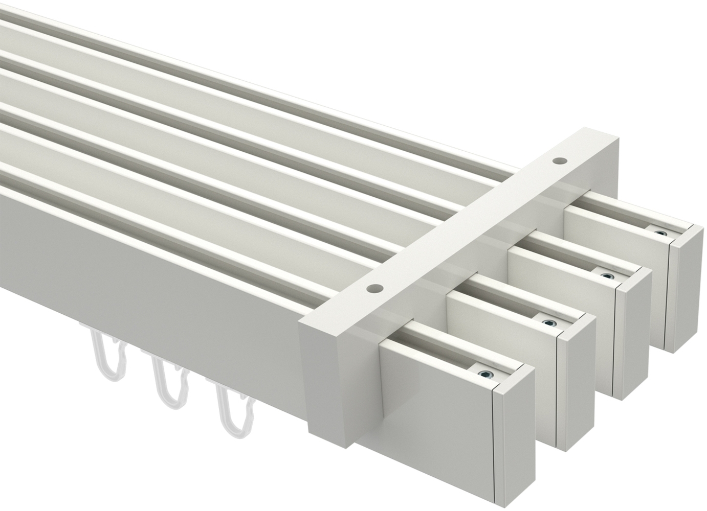 Innenlauf-Gardinenstangen-Set Smartline Paxo 300 cm (geteilt in 3 x 100 cm), 4-läufig, 14x35 mm Weiß Bild 1