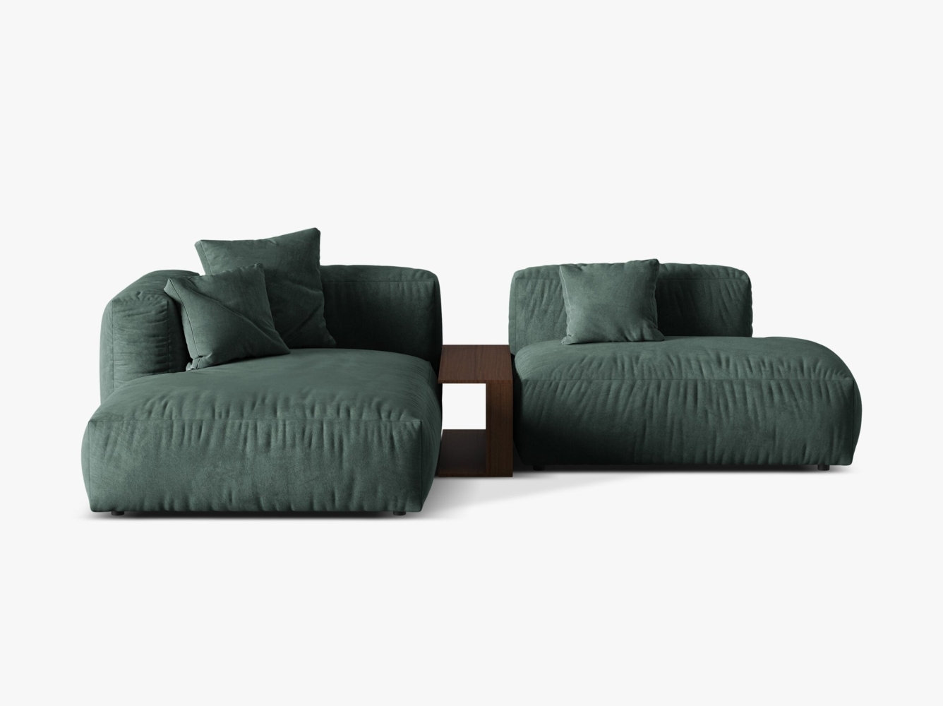 Micadoni Ecksofa Martina 2-Sitzer mit Couchtisch Samt Petrol Links Bild 1