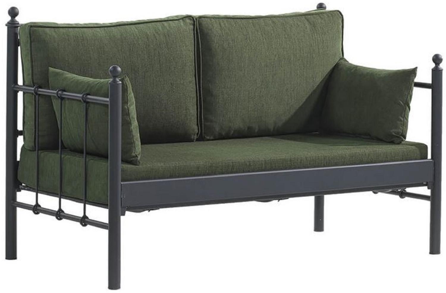 Casa Padrino Jugendstil Gartensofa Schwarz / Dunkelgrün 140 x 70 x H. 92 cm - Garten Sofa - Terrassen Sofa - Jugendstil Garten & Terrassen Möbel Bild 1