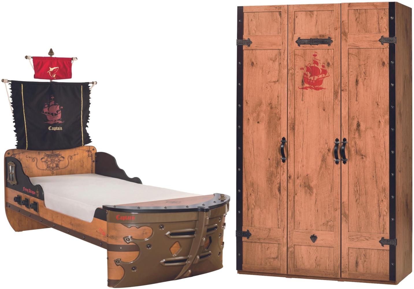 Cilek Pirate Bay Kinderzimmer 2-teilig mit Piratenbett in Schiffsform Komplettzimmer inkl. Matratze Bild 1