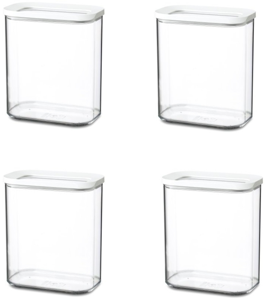 Mepal | Modula Vorratsdosen Set 4-tlg. | robustes Kunststoff | 1500 ml | deckt Ihre Aufbewahrungsbedürfnisse stilvoll ab | elegantes Weiß Bild 1