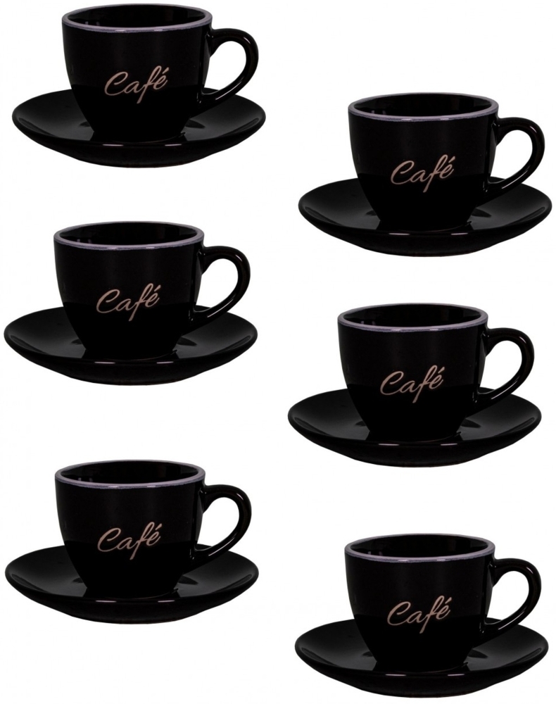 6er Set schwarz Espressotassen mit Unterteller Mokkatassen Antic Line SEB17184 Bild 1