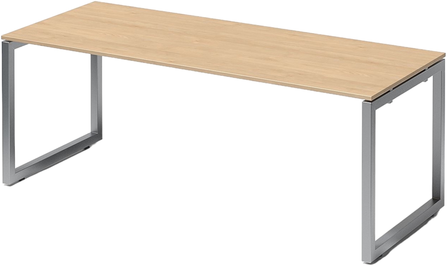 Bisley Cito Schreibtisch 200x80 cm, Tischplatte in Ahorn, O-Gestell in Silber - Bürotisch & Computertisch, PC Tisch für's Büro, Arbeitshöhe: 74 cm, DOF2008-MP-355 Bild 1