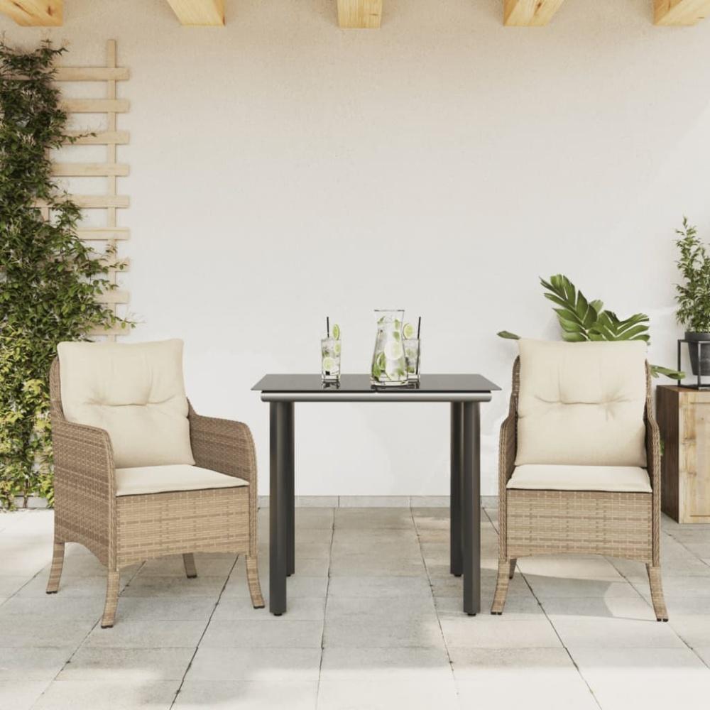 vidaXL 3-tlg. Garten-Essgruppe mit Kissen Beige Poly Rattan 3211969 Bild 1