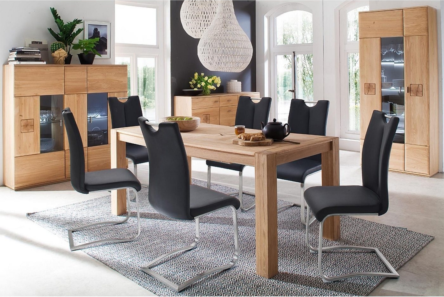 2er-Set Schwingstuhl 'Artos' Schwarz Leder Bild 1