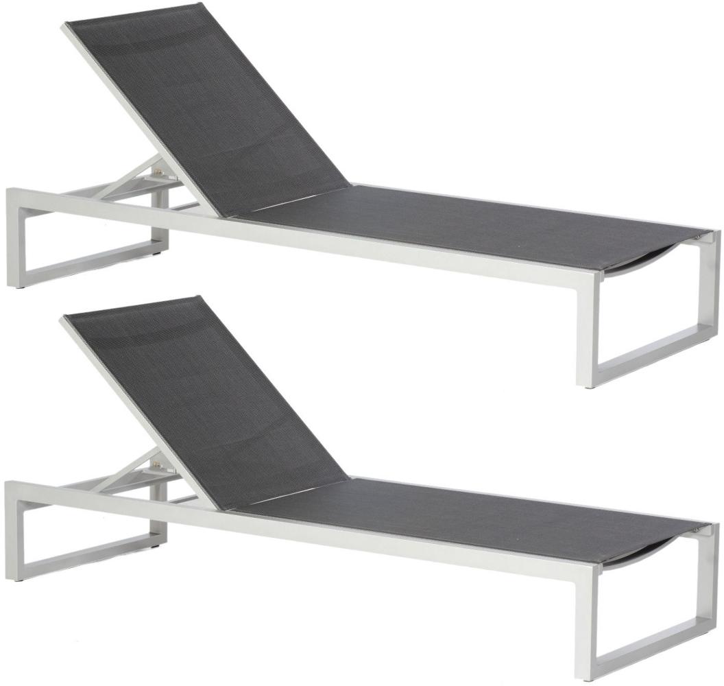 Sonnenpartner 2er Set Sonnenliegen Argos Aluminium silber/Textilen schwarz Gartenliege Bild 1