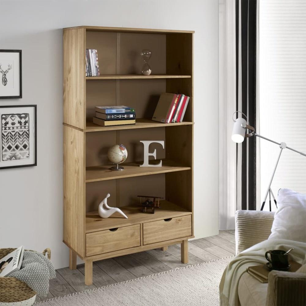 vidaXL Bücherregal OTTA mit 2 Schubladen Braun Massivholz Kiefer 351303 Bild 1