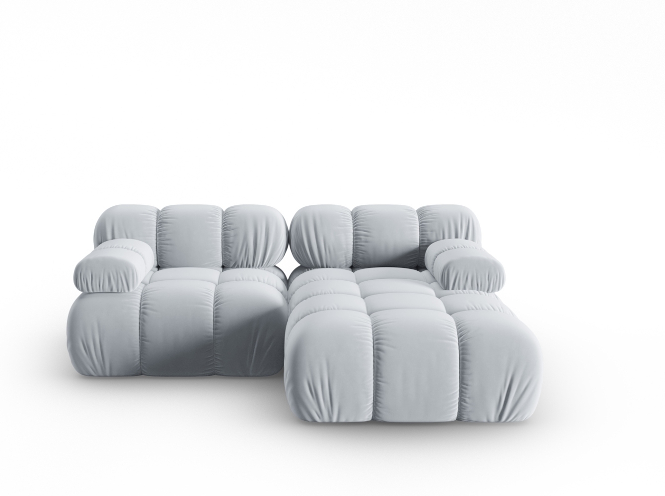 Micadoni Modulares Ecksofa Bellis 3-Sitzer Rechts Samt Bluvel Hellblau Bild 1