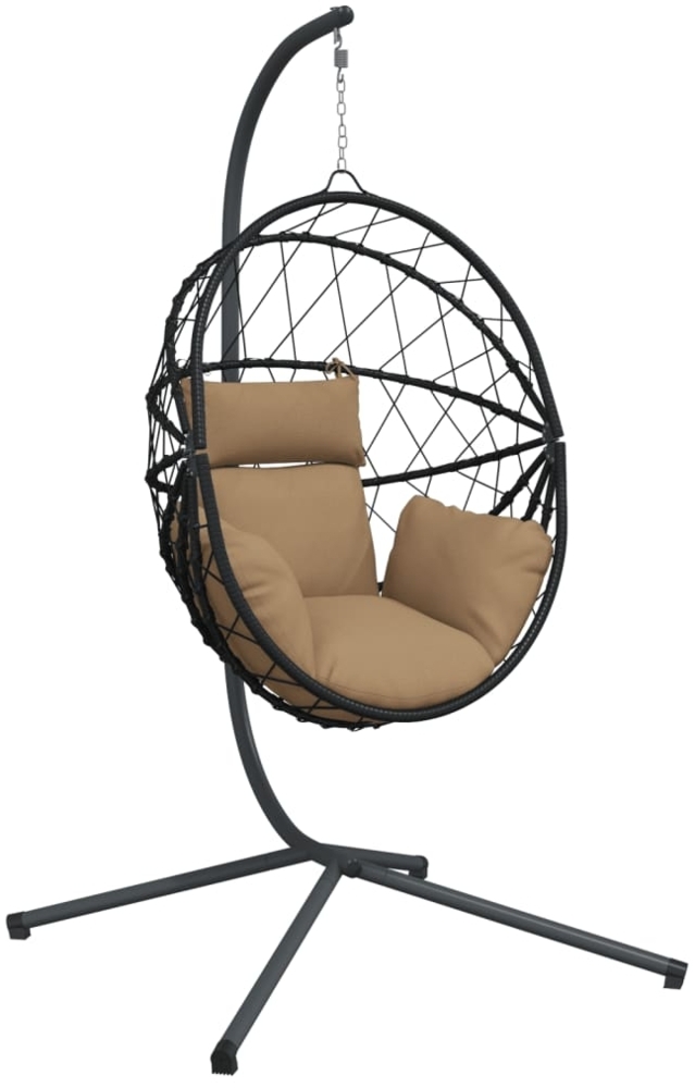 vidaXL Hängesessel Ei-Design mit Ständer Taupe Rattan und Stahl 4007403 Bild 1
