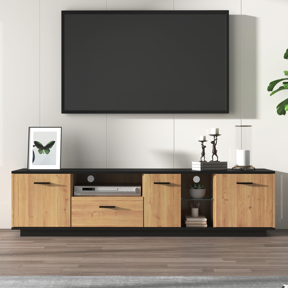 TV-Schrank 180 x 40 x 45 cm mit 16-farbigen LED-Leuchten und drei Türen Bild 1