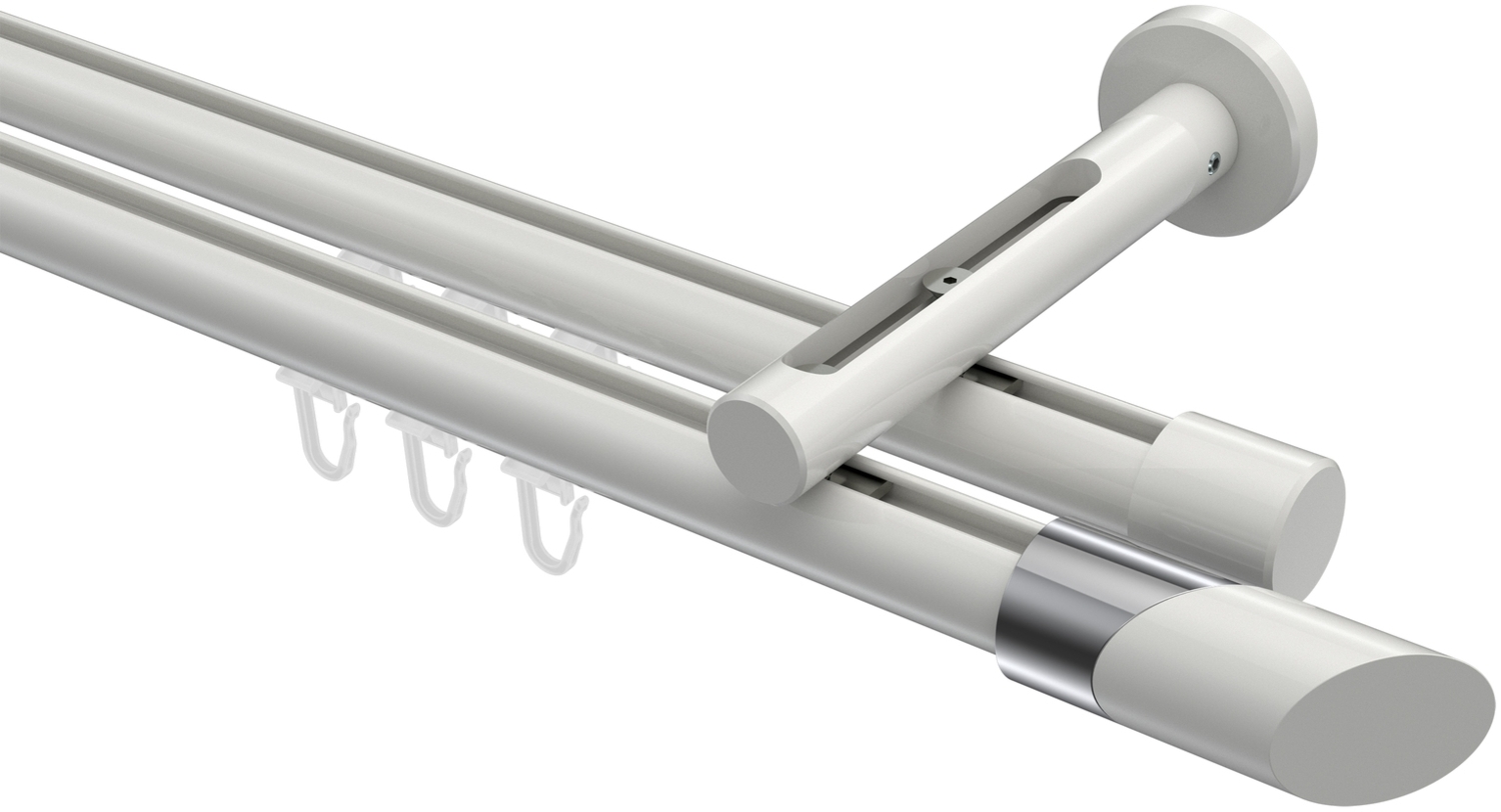Innenlauf-Gardinenstangen-Set Siteno Verano 300 cm (geteilt in 3x100 cm), 2-läufig, 20 mm Ø Weiß Bild 1