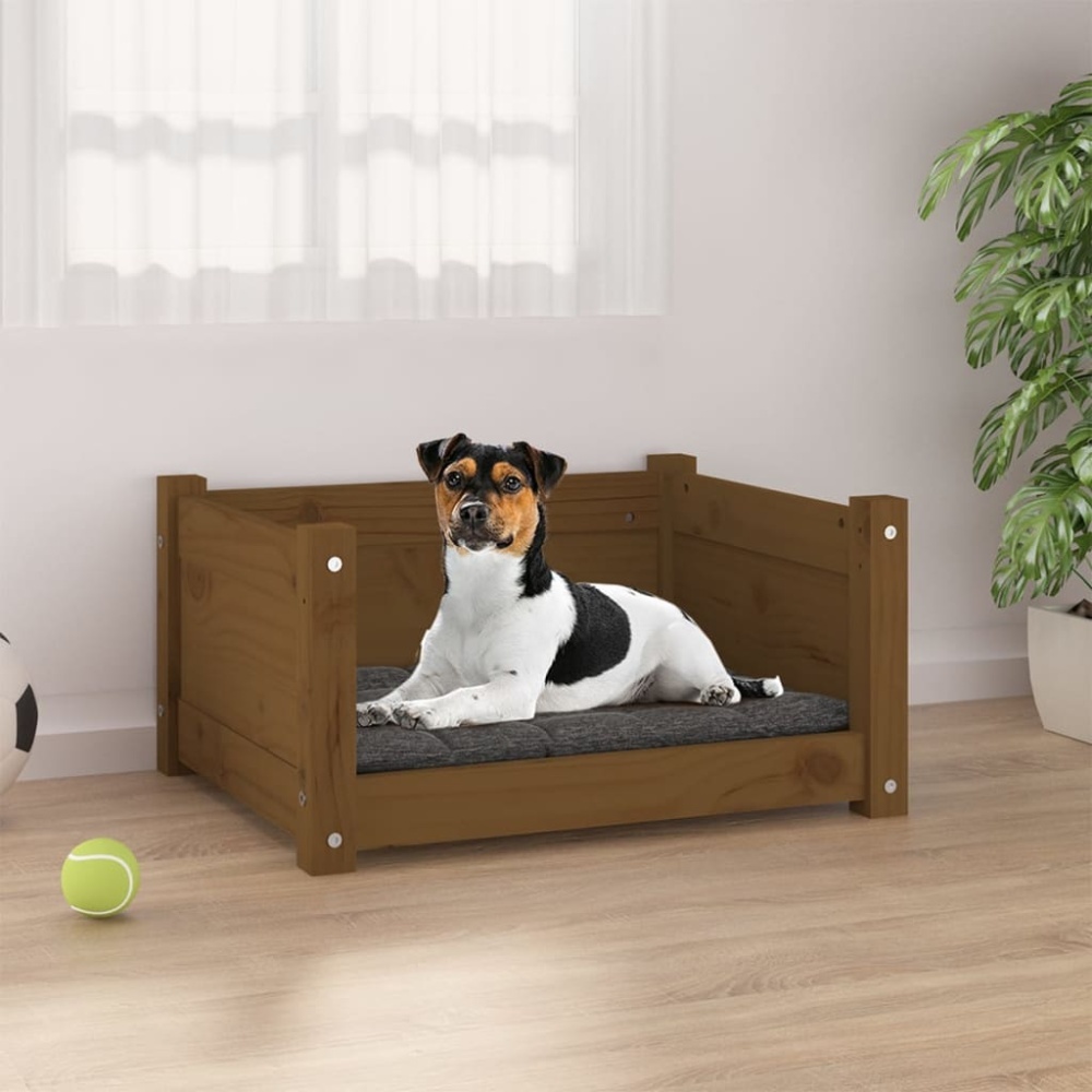 vidaXL Hundebett Honigbraun 55,5x45,5x28 cm Massivholz Kiefer 821445 Bild 1