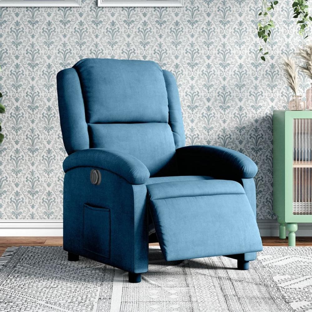 vidaXL Relaxsessel Elektrisch Blau Samt 3204288 Bild 1