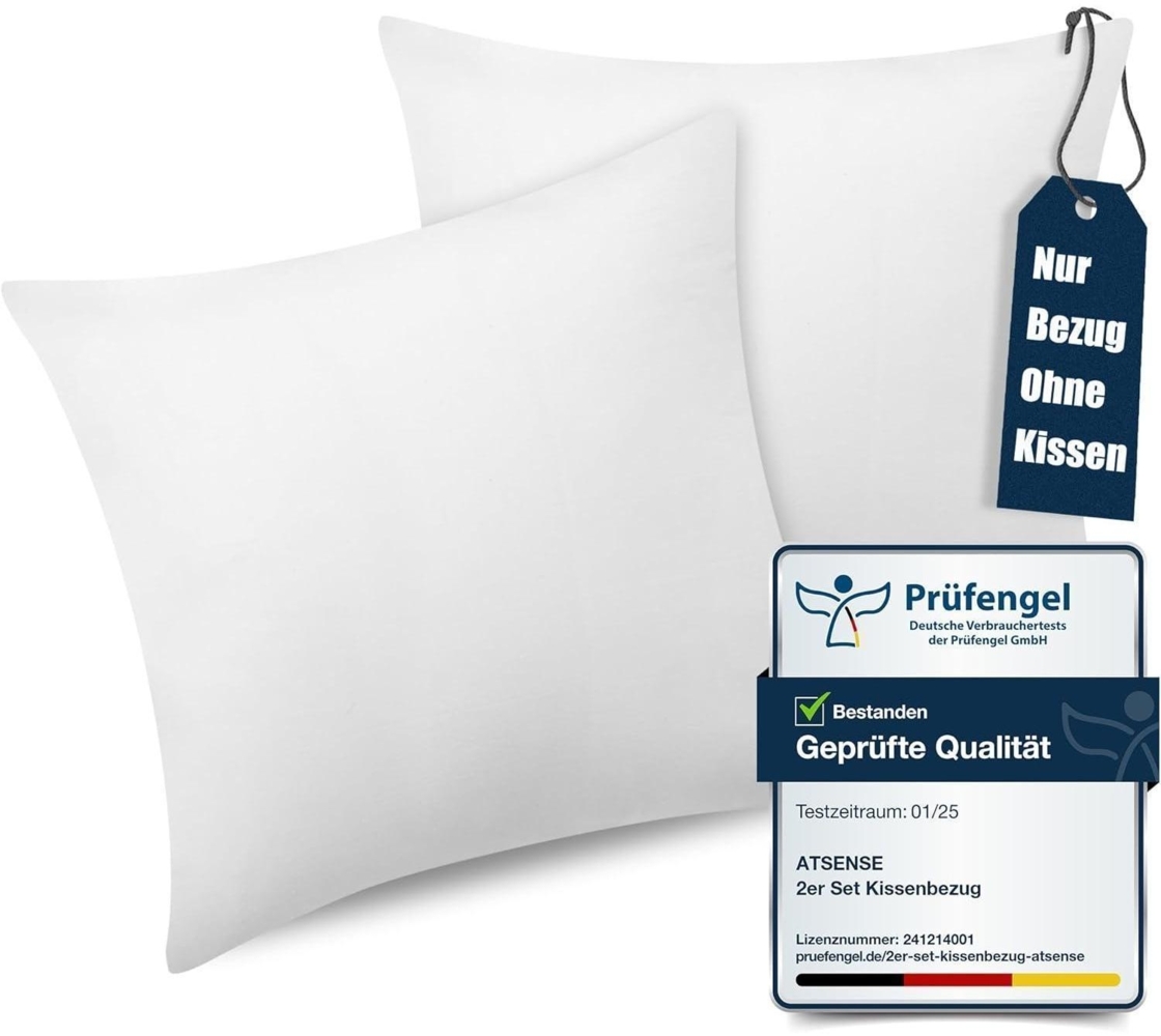 2er Set Kissenbezug 40x40 cm Baumwolle Weiß mit Reißverschluss Bild 1