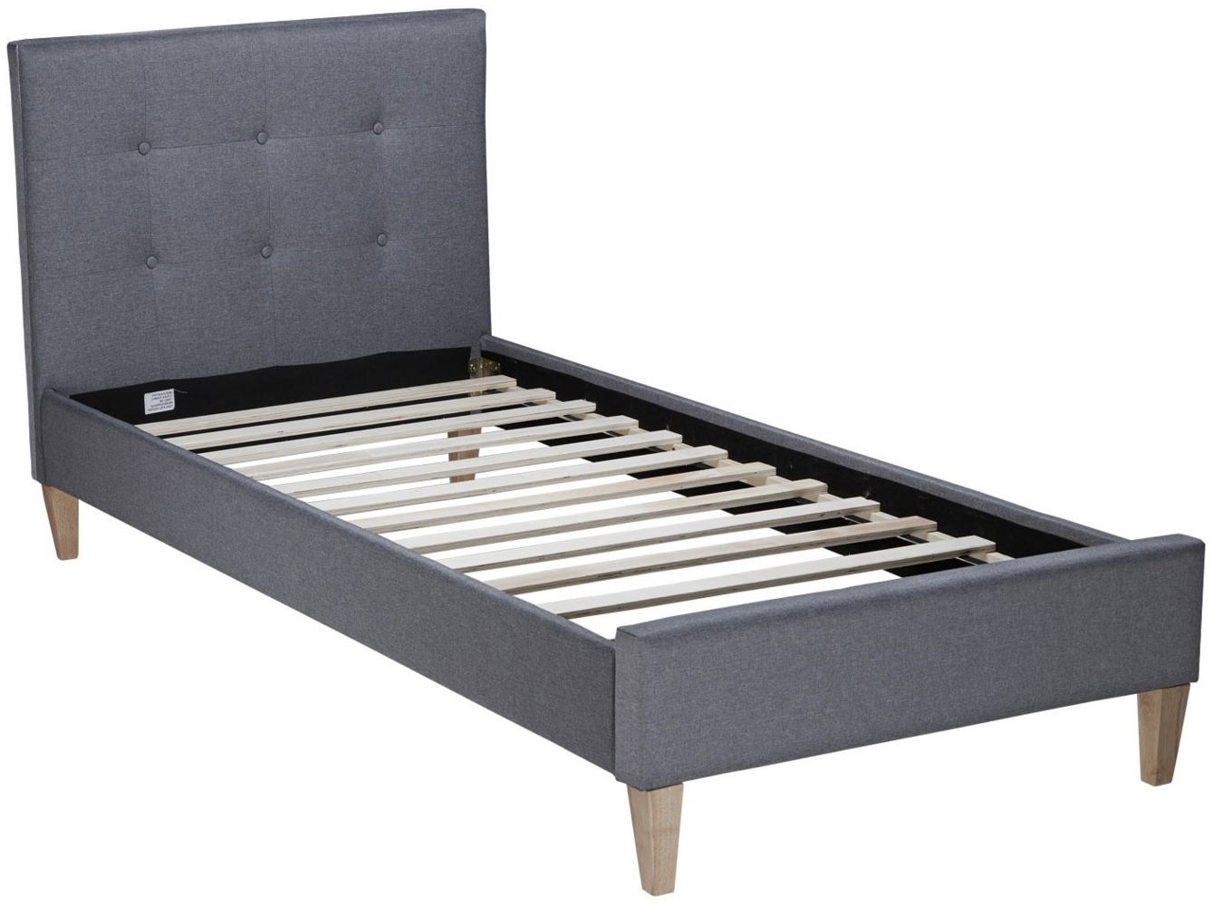 Homestyle4U Polsterbett mit Lattenrost, Stoff grau, 90x200 cm Bild 1