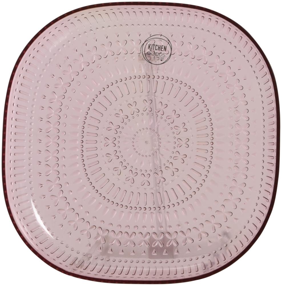 Teller flach - Dessertteller - Kunststoff - D: 20,4cm - mit Muster - pink Bild 1