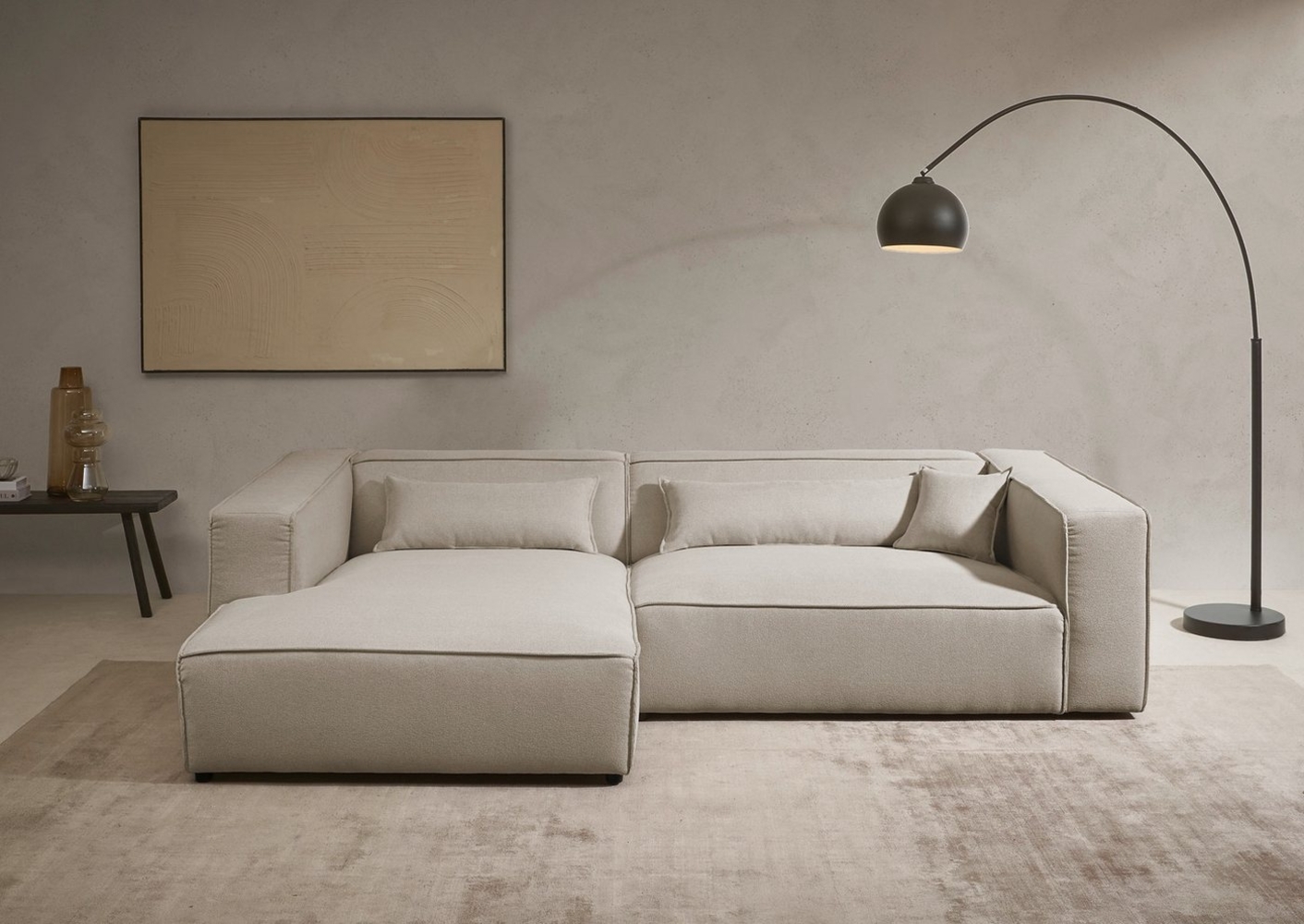 LeGer Home by Lena Gercke Ecksofa PIARA XXL, Big-Sofa, Cord, Leinenoptik o. Strukturstoff, L-Form, wahlweise Ottomane rechts/links, Kedernaht, extra tiefe Sitzfläche Bild 1