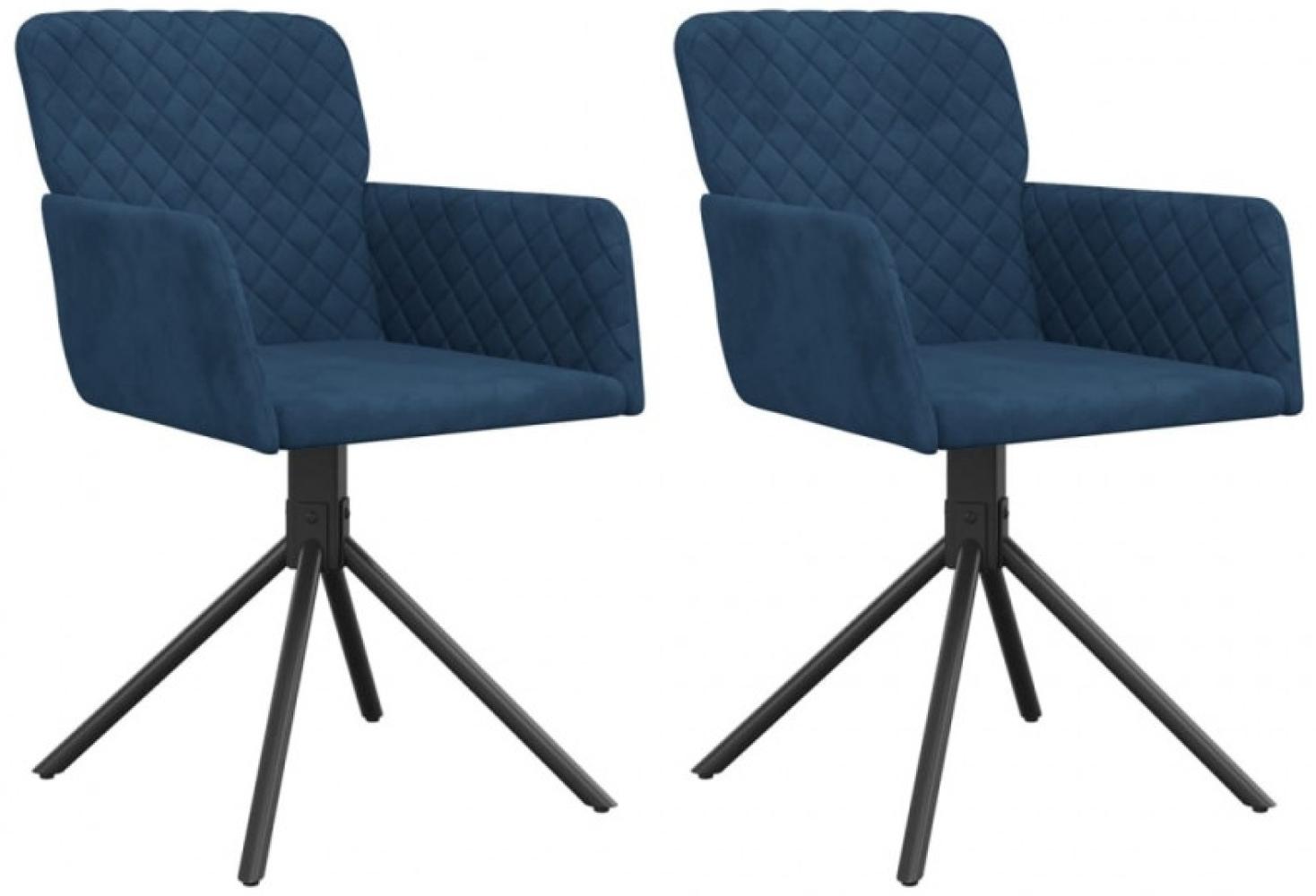 Esszimmerstühle 2 Stk. Drehbar Blau Samt, Drehbar [344789] Bild 1