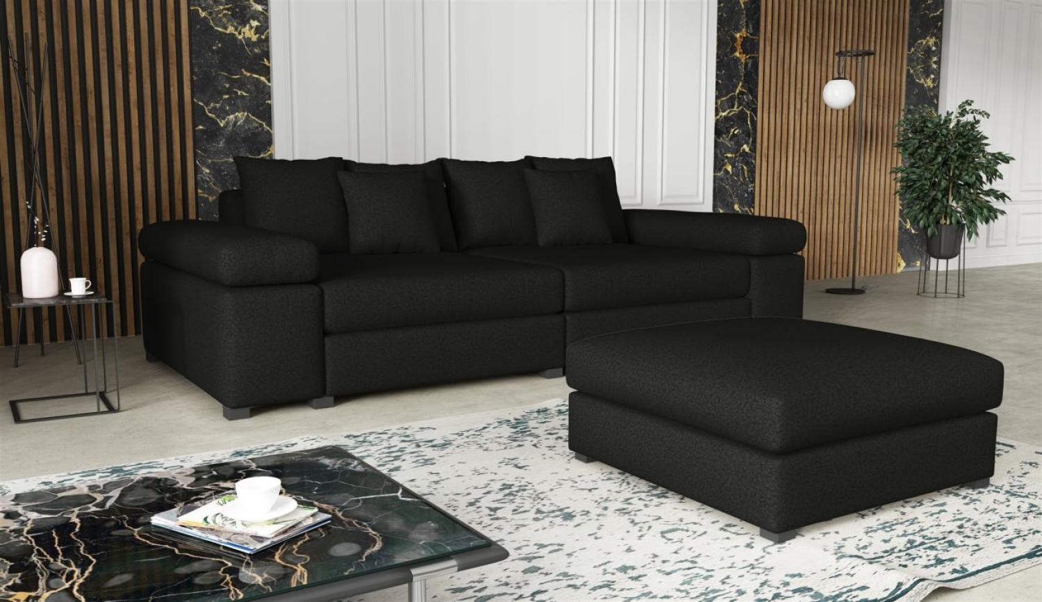 Big Sofa Megasofa Riesensofa AREZZO inkl. Hocker Stoff Now or Never Schwarz Bild 1